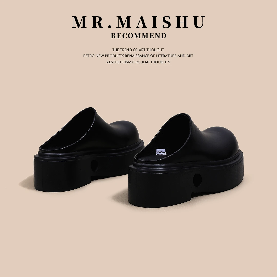 勃肯包头增拖鞋女外穿2025新款早秋鞋子百搭厚底小个子增高乐福鞋