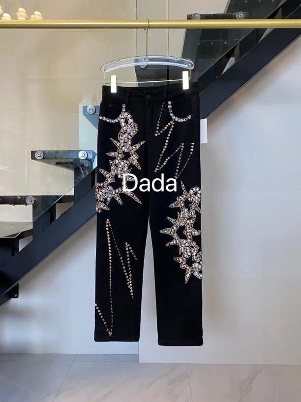 Dada设计款新款重工个性款时尚百搭洋气高腰牛子裤C10967