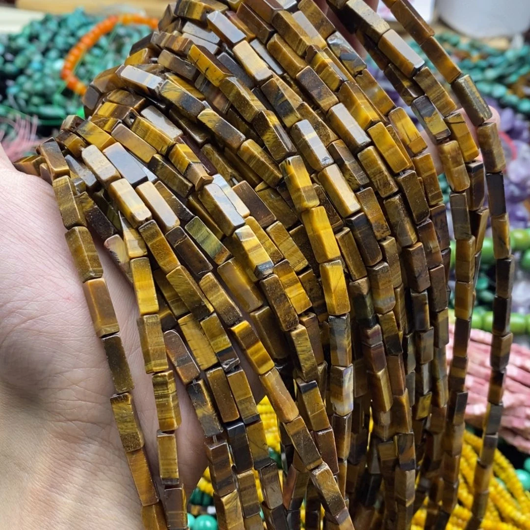 玛瑙/玉髓未镶嵌珠宝半成品一条天然4×13黄虎石方管