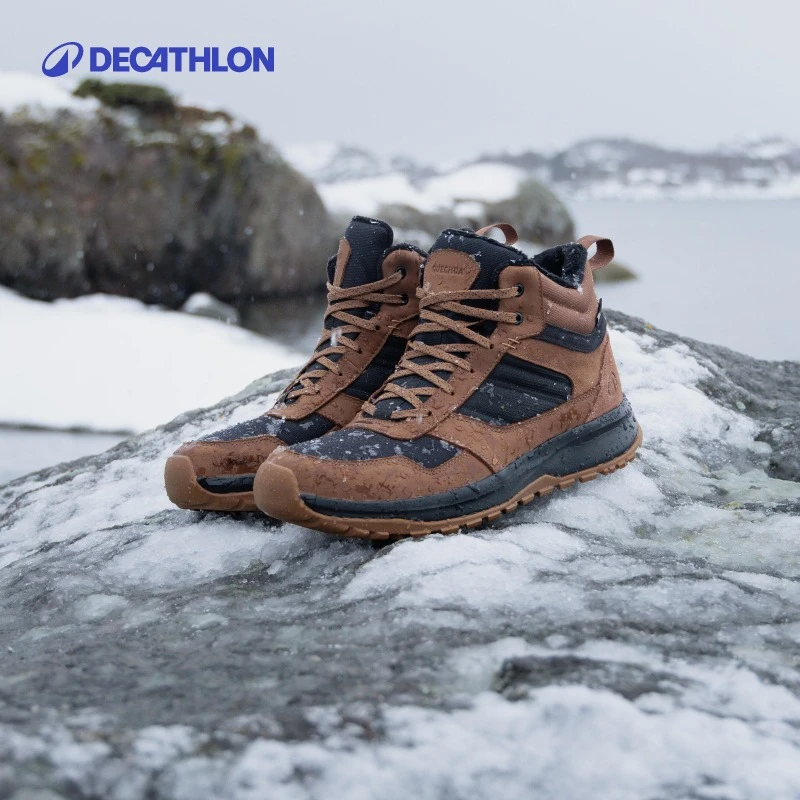 迪卡侬NH500男士皮革中帮保暖徒步鞋防渗水防滑透气保暖350703