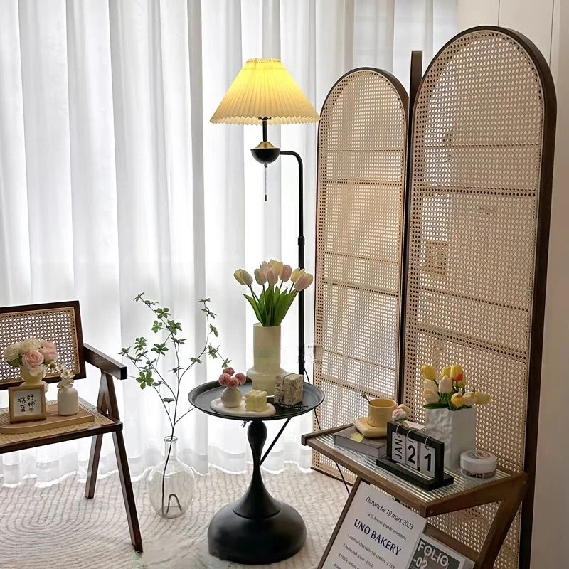 2025法式中古风落地灯卧室床头柜置物客厅沙发边几高级感氛围台灯