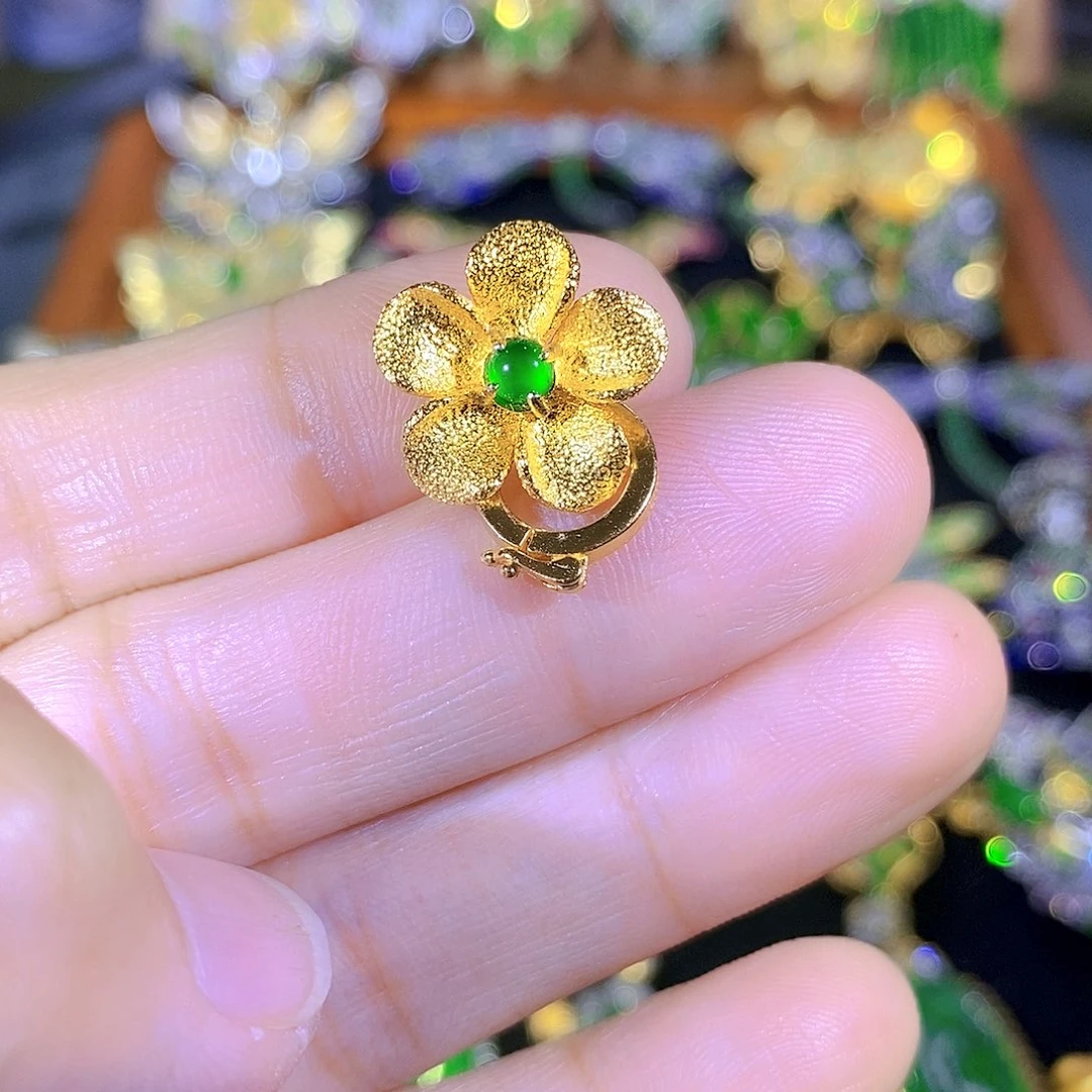 吊坠(不含链)银S925镶嵌翡翠