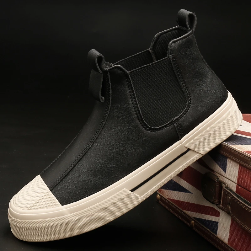 25876 男士秋季短靴高帮圆头一脚蹬马丁靴秋季时尚休闲鞋潮流男鞋