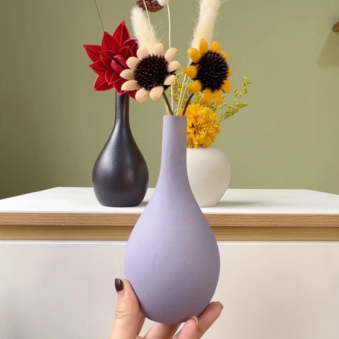 瓷片陶瓷花瓶带花高度20-30厘米左右