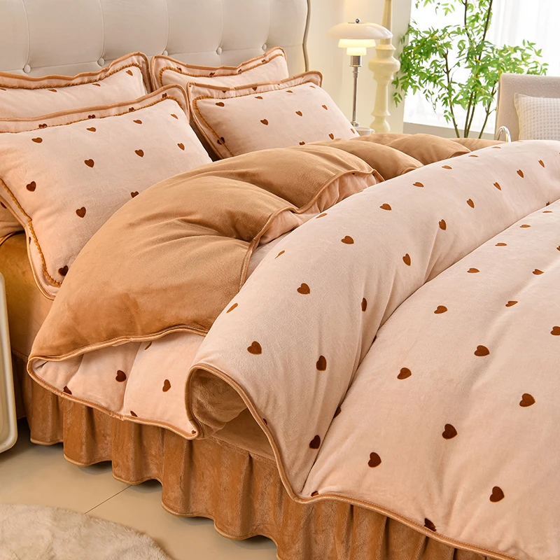 高克重印花牛奶绒单被套秋冬家用保暖被子罩卧室单人被罩200X230