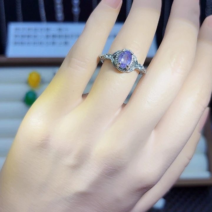 紫晶戒指银S925镶嵌