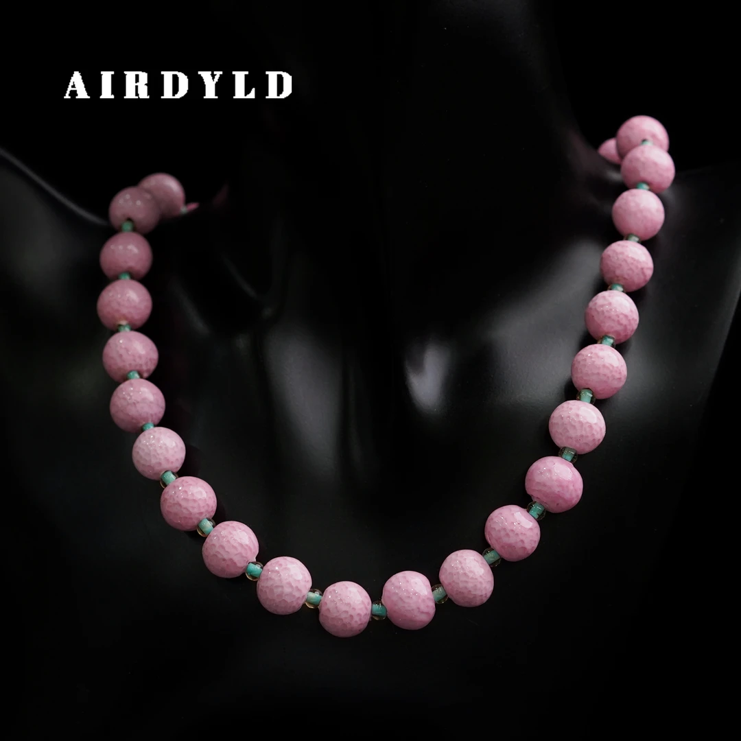 黄铜琉璃项链 【樱霞项链】淄博非遗手工云霞琉璃粉色简约百搭项链