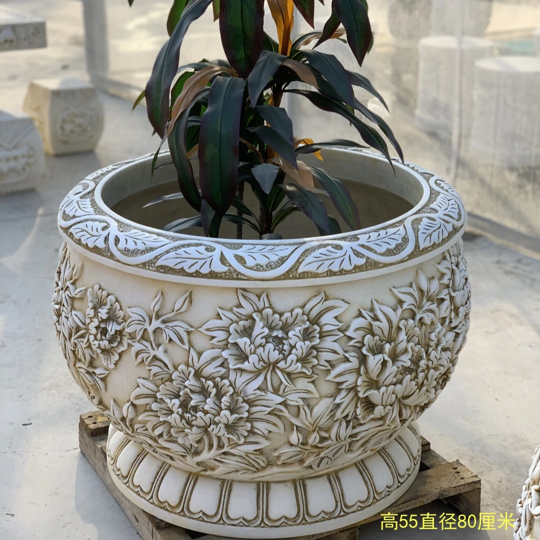 天然石材原石整雕门海种花养鱼石缸庭院装饰   不含安装和卸车