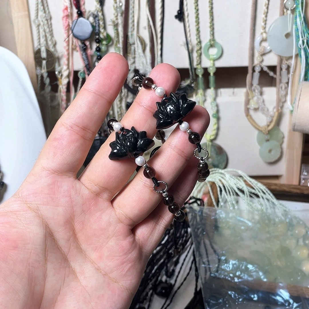 蛇纹石玉合金颈饰