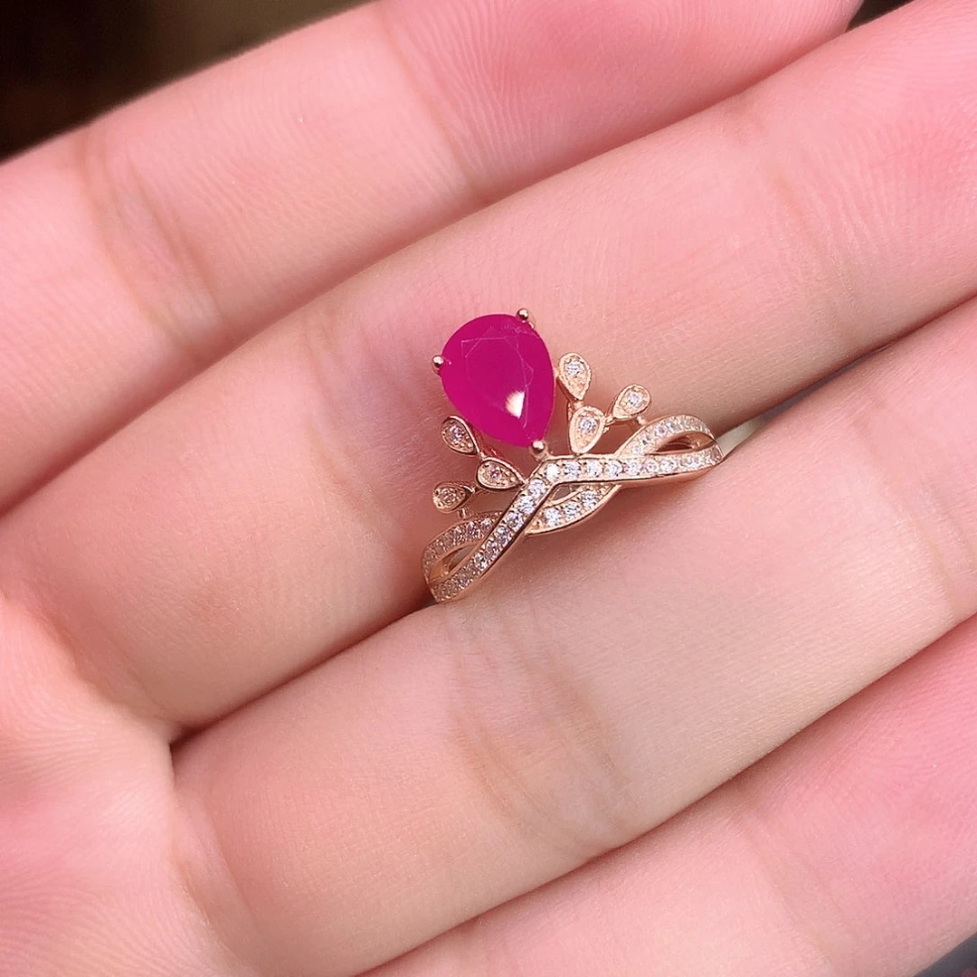 红宝石戒指银S925镶嵌