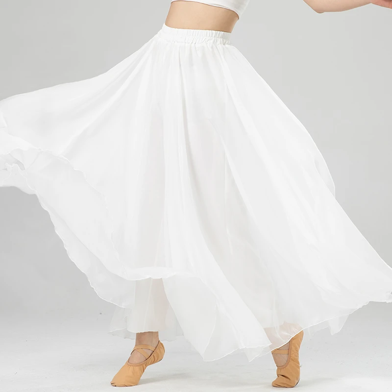 现代舞蹈服春夏新款高腰白色飘逸古典舞练功形体宽松阔腿裤子女