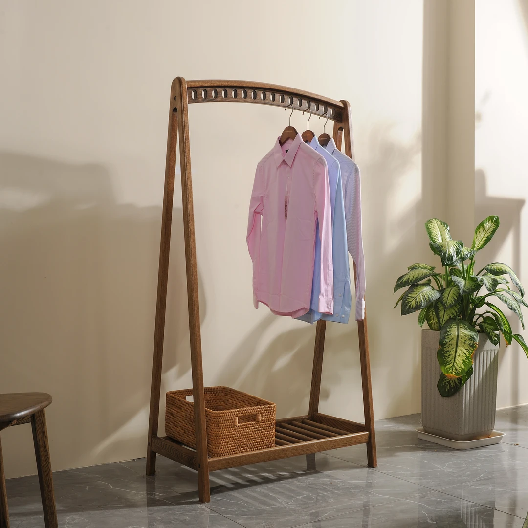 956进口北美红橡木彩虹衣帽架纯原木衣帽架