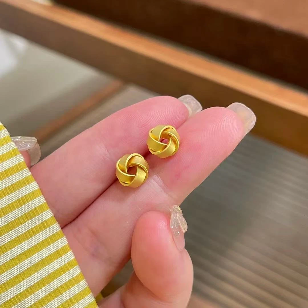 铜合金耳饰 【顺丰配送 明天到家】缠绕编织风车耳钉8mm一对装1.4g百搭铜合金