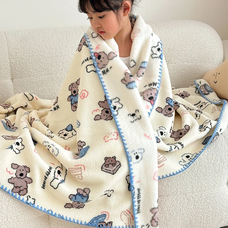 雪粒绒双面绒居家办公多功能盖毯幼儿园毛毯婴儿童毛毯宝宝推车毯