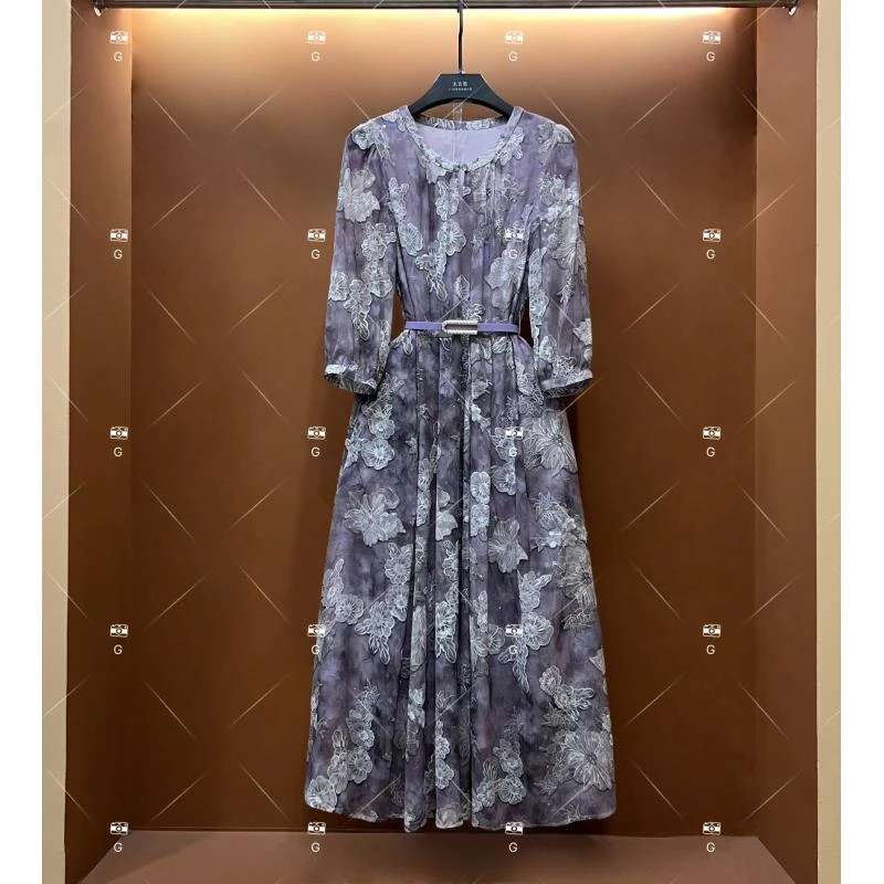 【漫】春夏丨设计师轻奢法式印花女士连衣裙 GS-56102