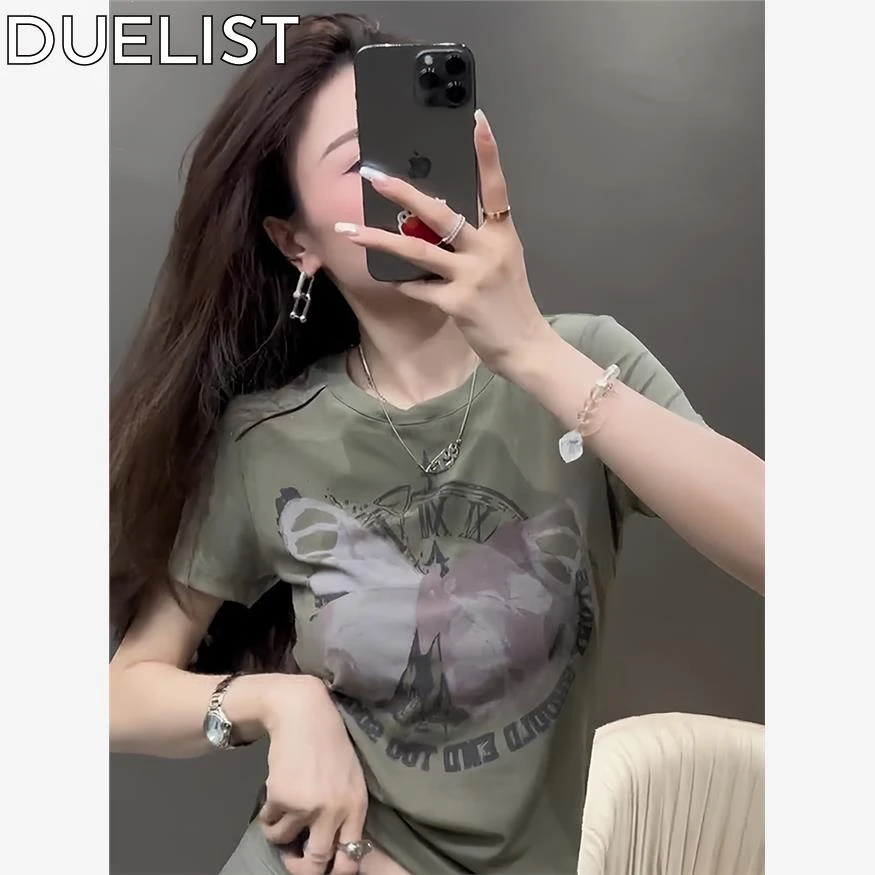 DUELIST短袖恤女新款爆款夏季时尚洋气修身短款洋气收腰上衣女夏