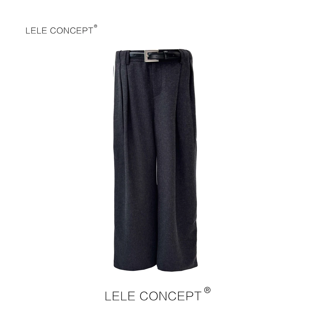 LELE CONCEPT｜【如一】时尚休闲白边腰带阔腿裤K0340