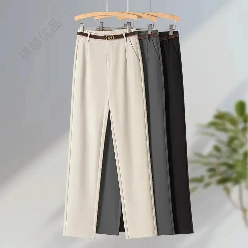 法棍流行直筒裤春季新款抗皱显瘦女九分高腰宽松垂感休闲裤子薄款