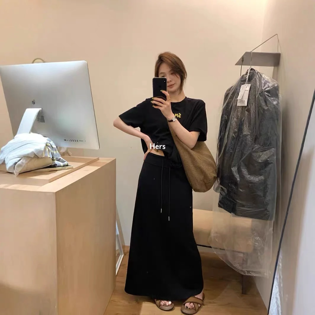 灰灰呀！又要自留的 韩系博主温柔纸片裙不挑人直筒显瘦绑带半身裙