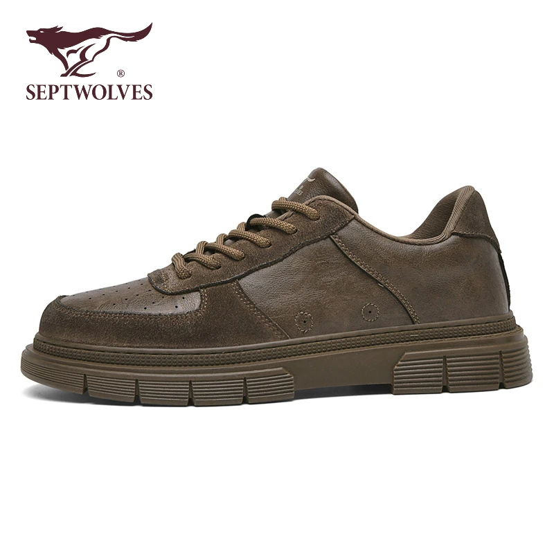 七匹狼正品男鞋2025新款秋冬厚底耐磨工装板鞋男增高百搭休闲皮鞋