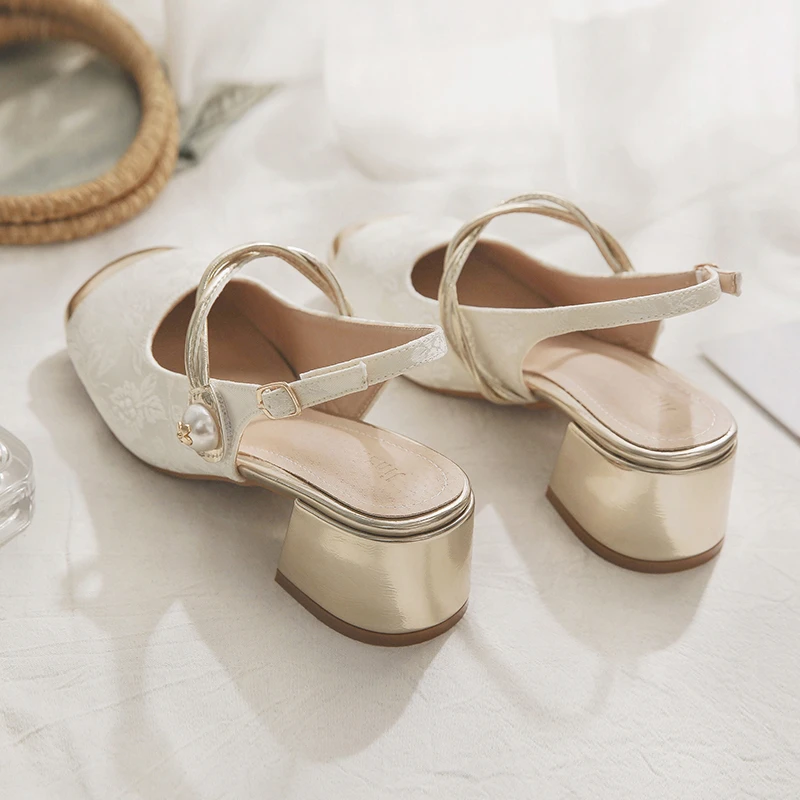 羊皮版~国风玛丽珍晚晚鞋温柔风配裙子包头凉鞋女夏仙女风单鞋