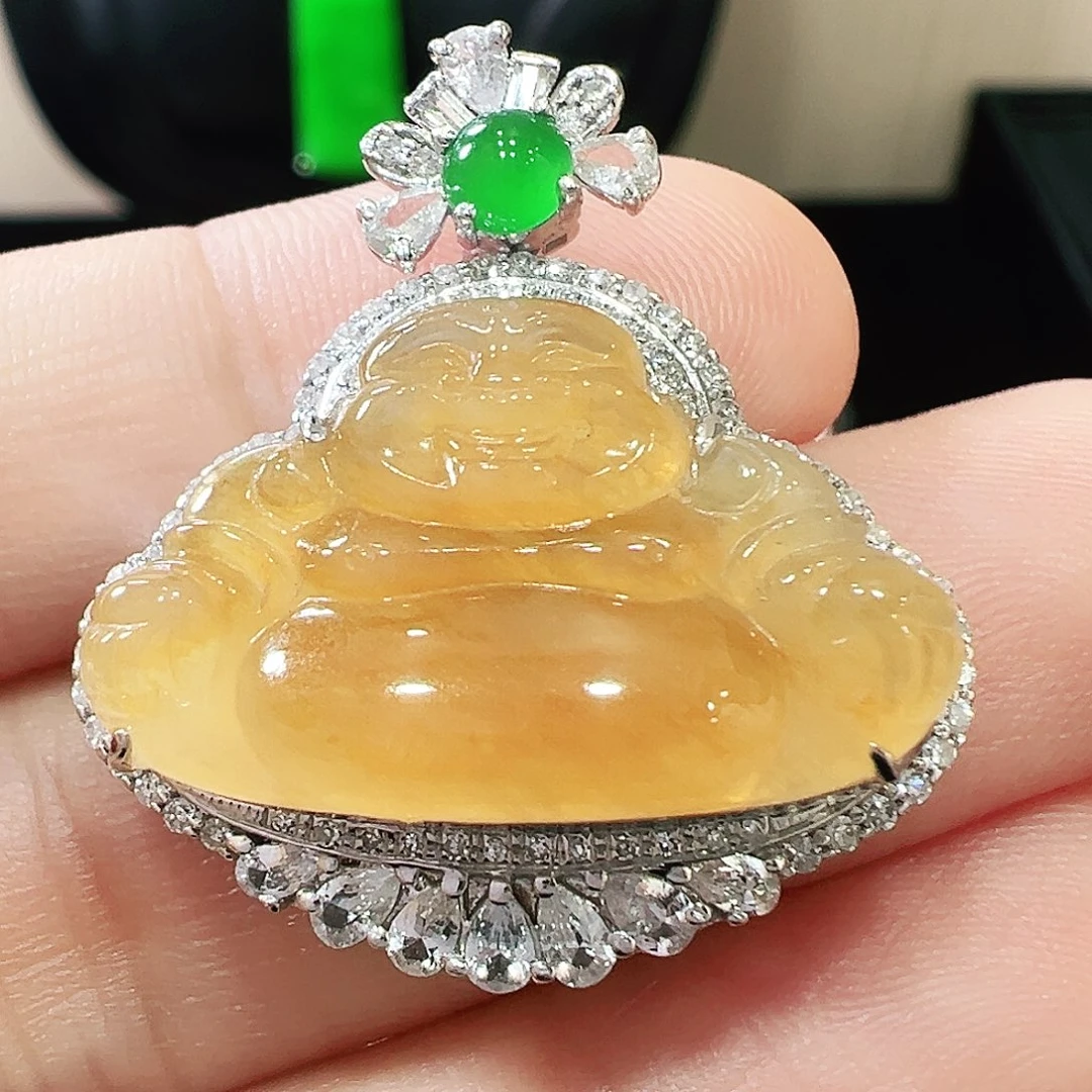 翡翠18K金镶嵌吊坠(不含链)