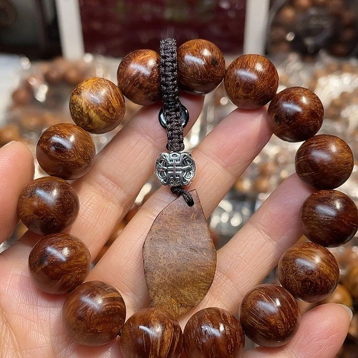 柏木（崖柏）手串/手链15黑金骨料雪花