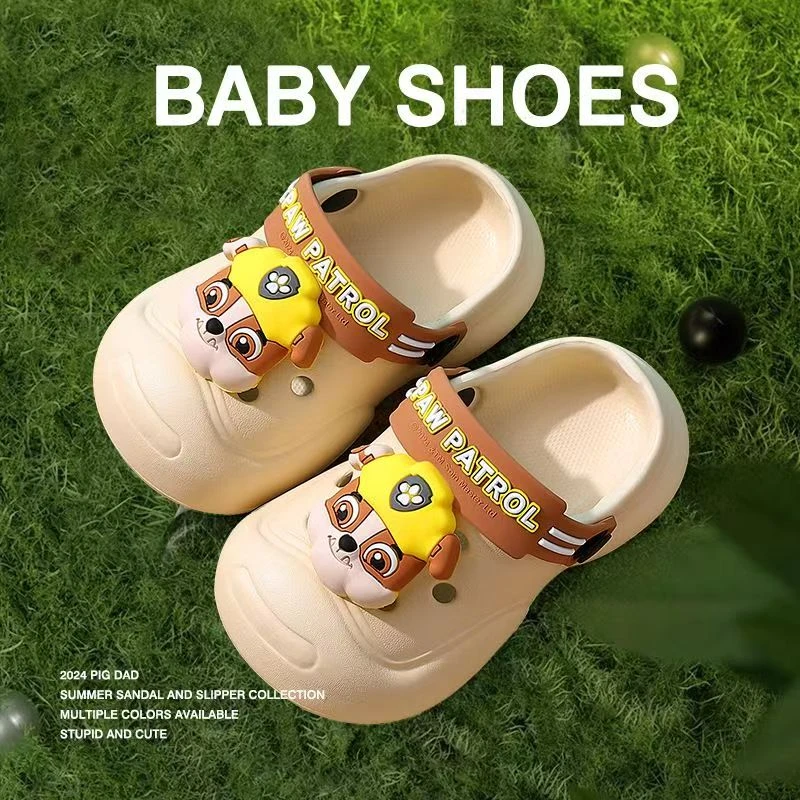 卡通汪汪队儿童洞洞鞋男女童夏季外穿防滑厚底耐磨软底凉拖鞋