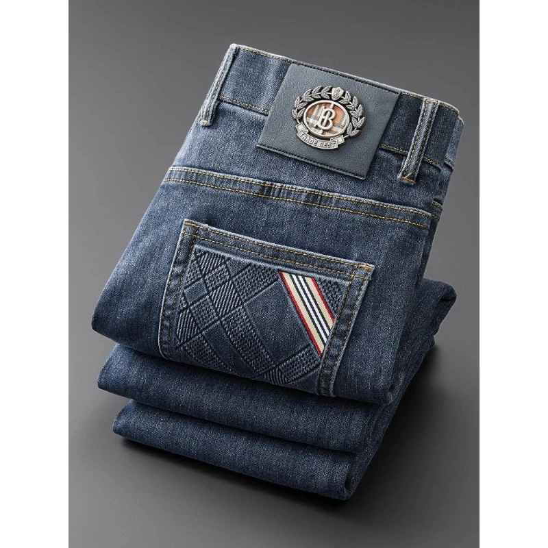 牛仔裤男士秋冬2025新款高端欧货蓝色季小脚中高腰时尚休闲长裤男