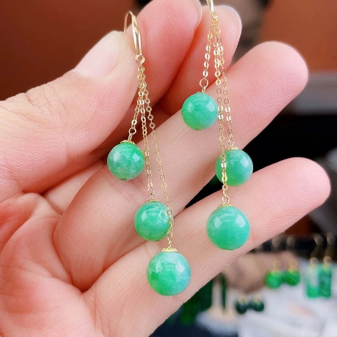 翡翠18K金镶嵌耳饰