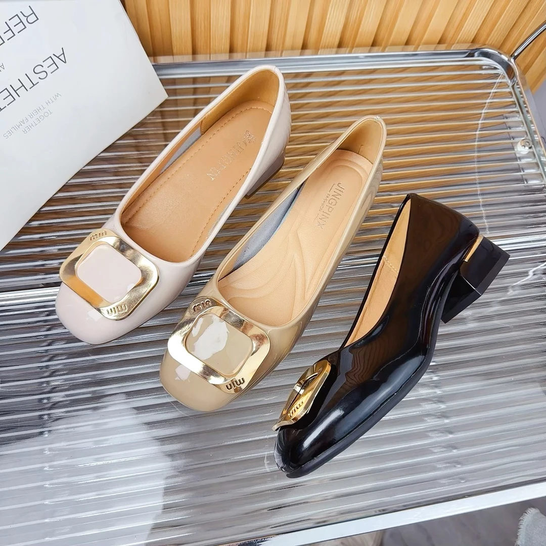 【朵苮品牌】方头单鞋2025低跟新款浅口气质百搭女春秋夏女鞋7878