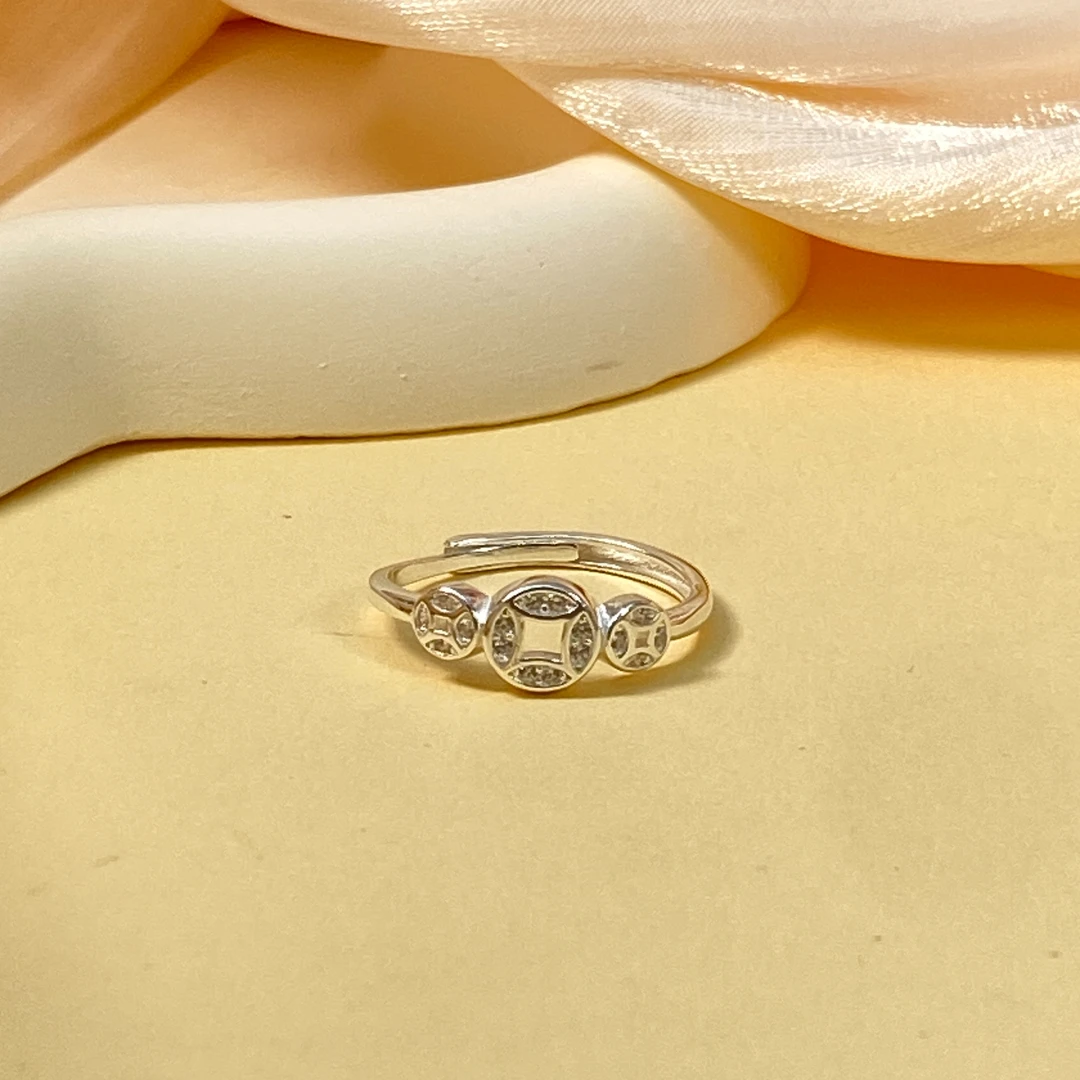 足银合成锆石银制品 【铭记珠宝】足银戒指3-DM249H75