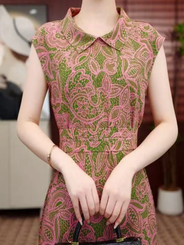 [送腰封]2025新款夏季优雅显瘦百搭减龄连衣裙E-4004