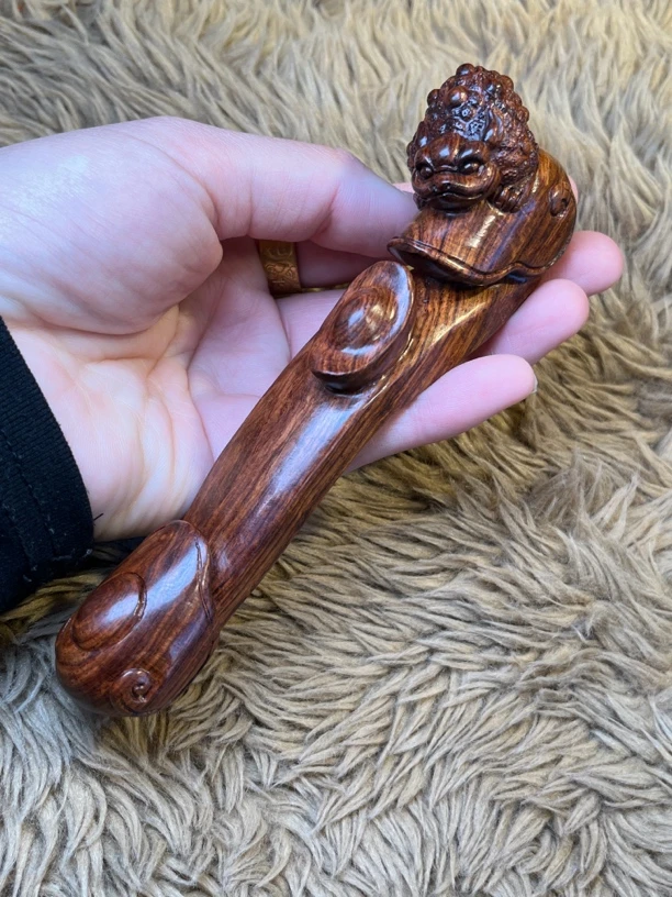 海南黄花梨金蟾如意手把件