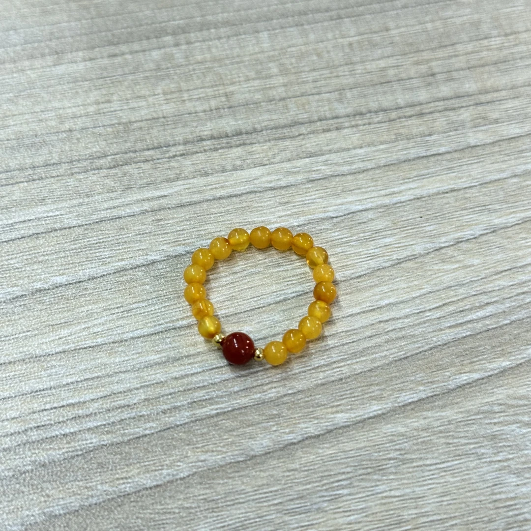 【不二】南红蜜蜡S925银戒圈3mm±（多样性发）