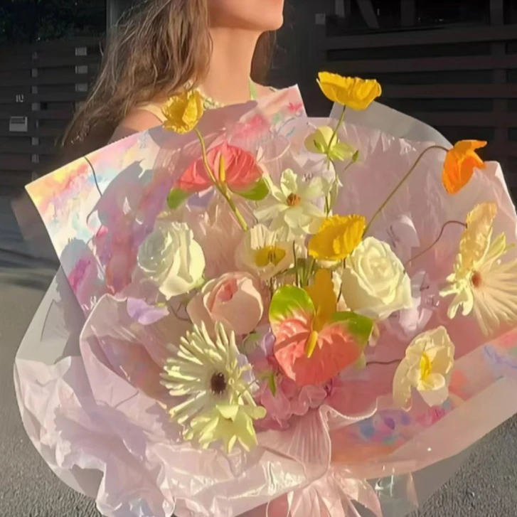 【微花宝】彩绘设计艺术包装纸鲜花花束包装材料花艺包装diy花艺