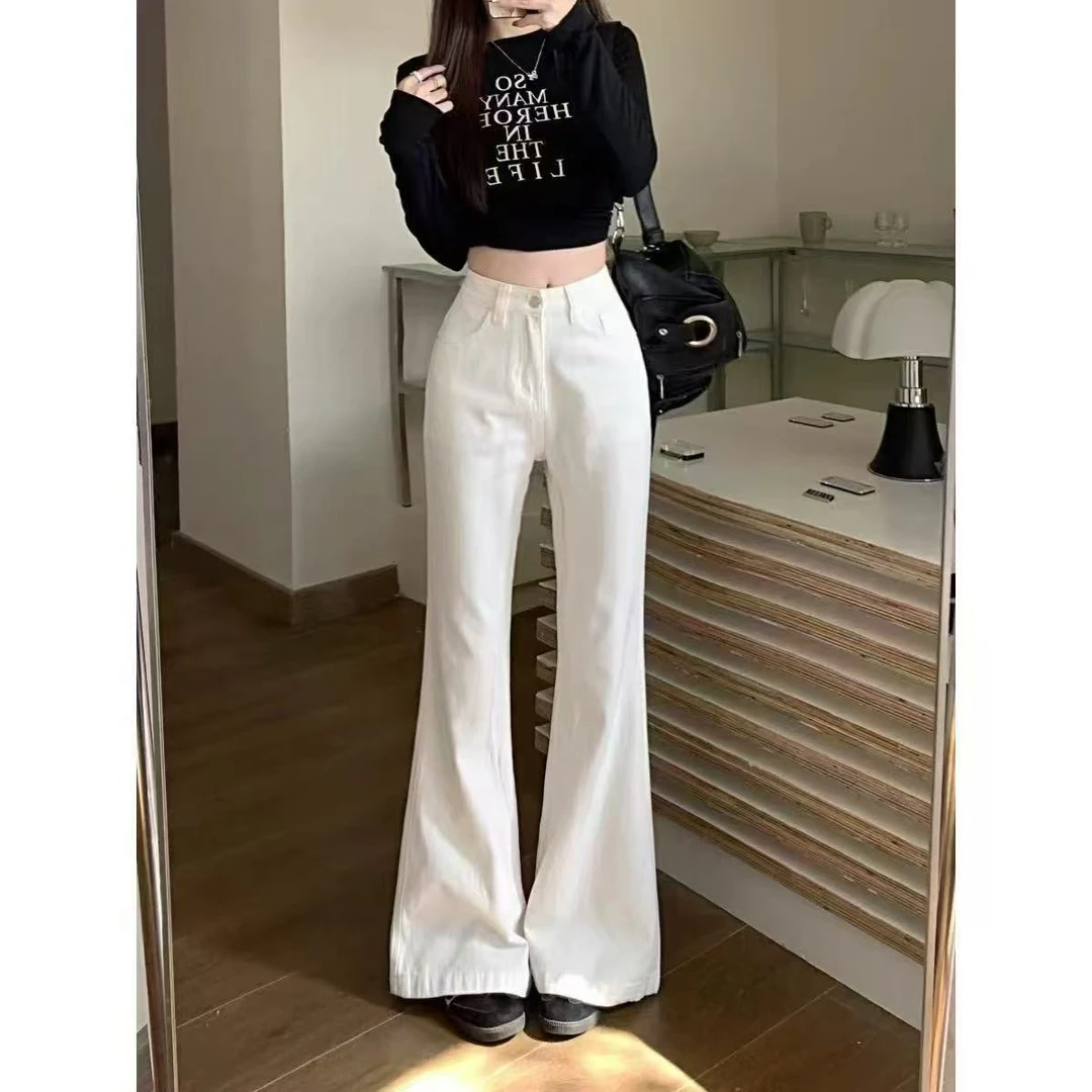 【默认微瑕】2025夏季新款女装牛仔裤高腰微喇女神显高显瘦裤子长裤