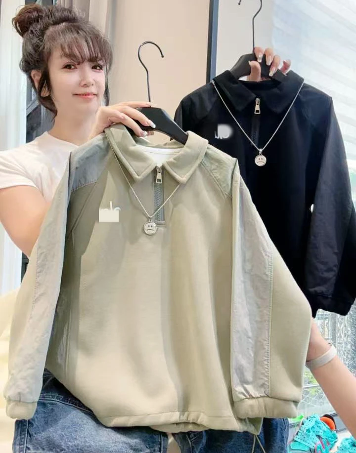 男童秋款拼接半拉链POLO机车风卫衣2025新款儿童男孩痞帅上衣潮