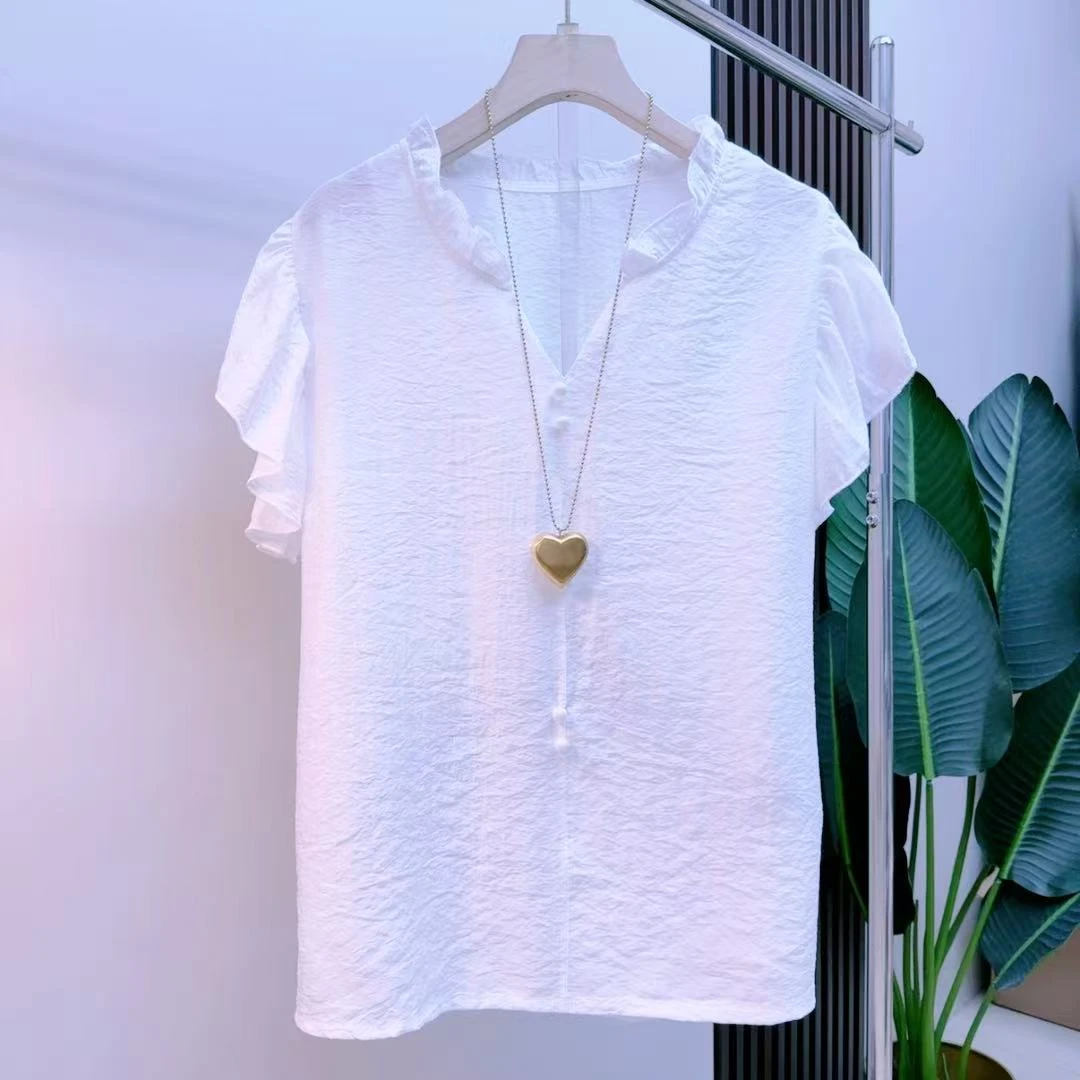 胖mm时尚气质显瘦遮肉百搭夏季简约潮流109宽松韩版法式轻奢半袖