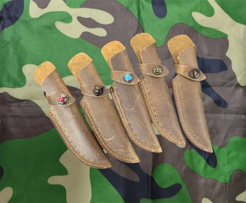 牛皮刀套通用款刀鞘保护套水果刀套户外直刀套疯马皮真皮刀壳