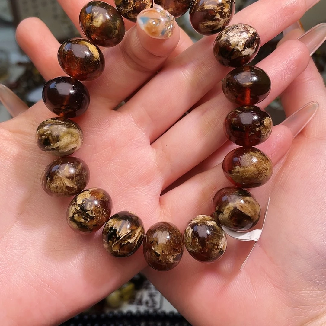 琥珀未镶嵌裸石抚顺琥珀15➕手串溶洞