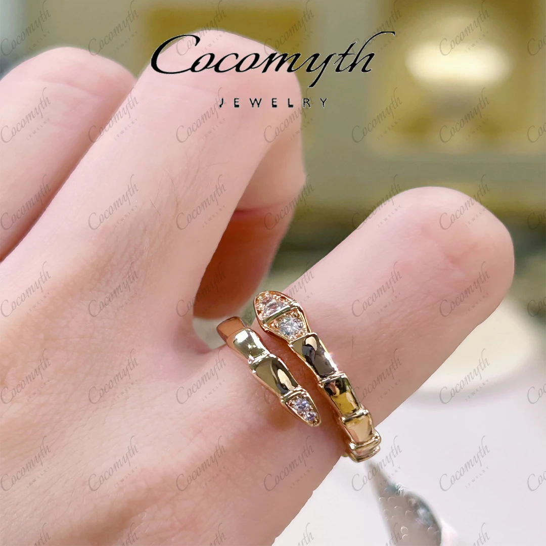 COCOMYTH 高档轻奢半镶嵌蛇骨戒指(玫)