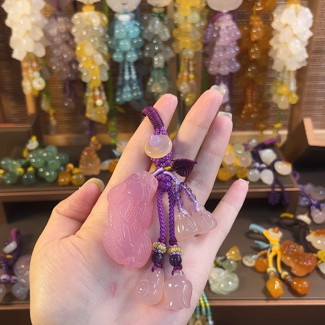 晨***微玛瑙/玉髓未镶嵌车挂福利款钥匙扣