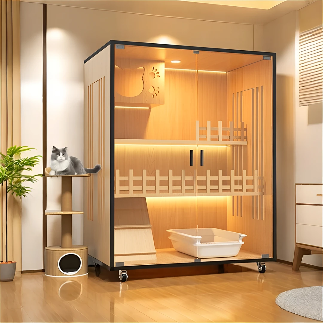 猫别墅透气多尺寸猫屋子猫笼子家用室内豪华版超大自由空间玻璃门