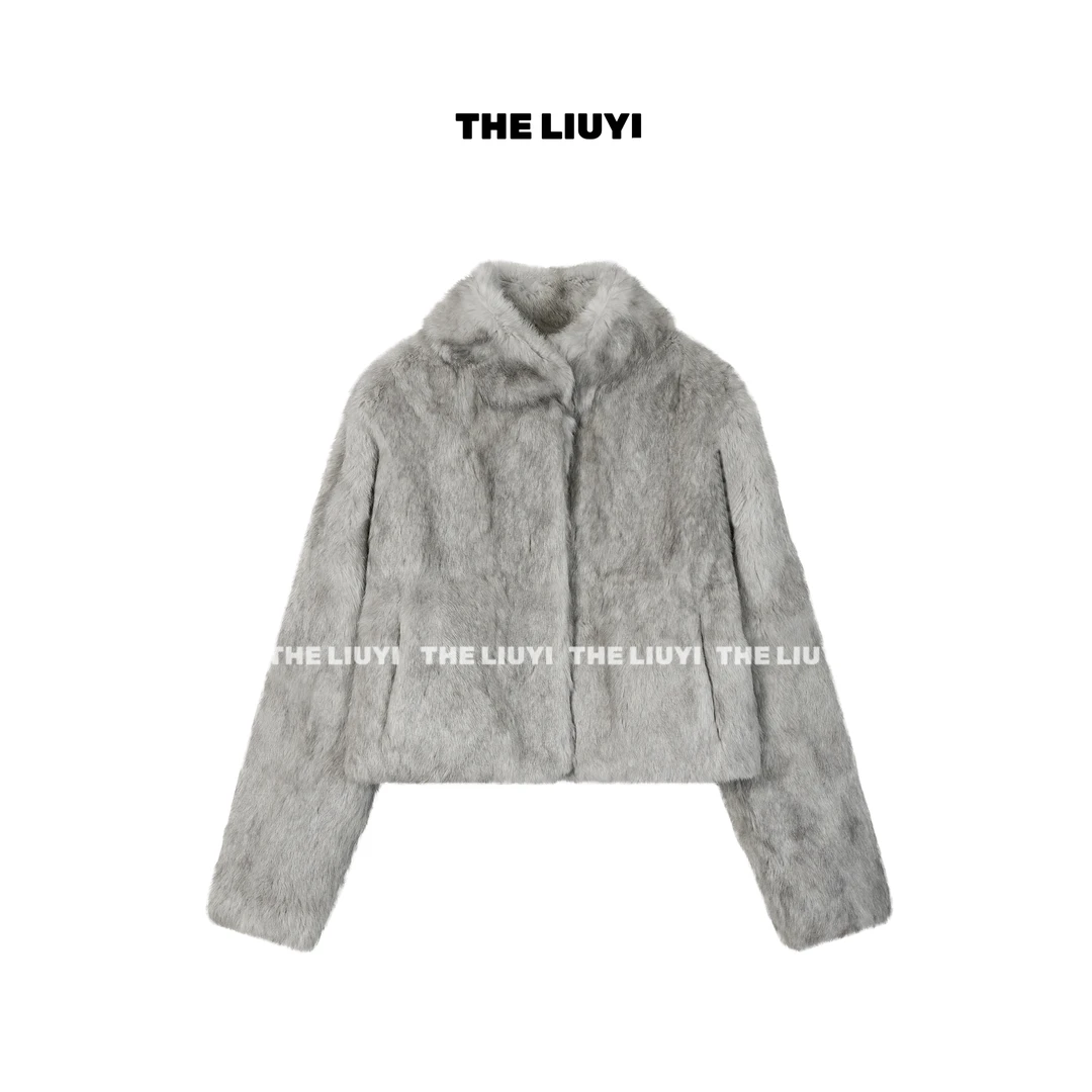 【LIUYI】灰兔兔~冬季兔毛皮草保暖毛毛外套51221A1
