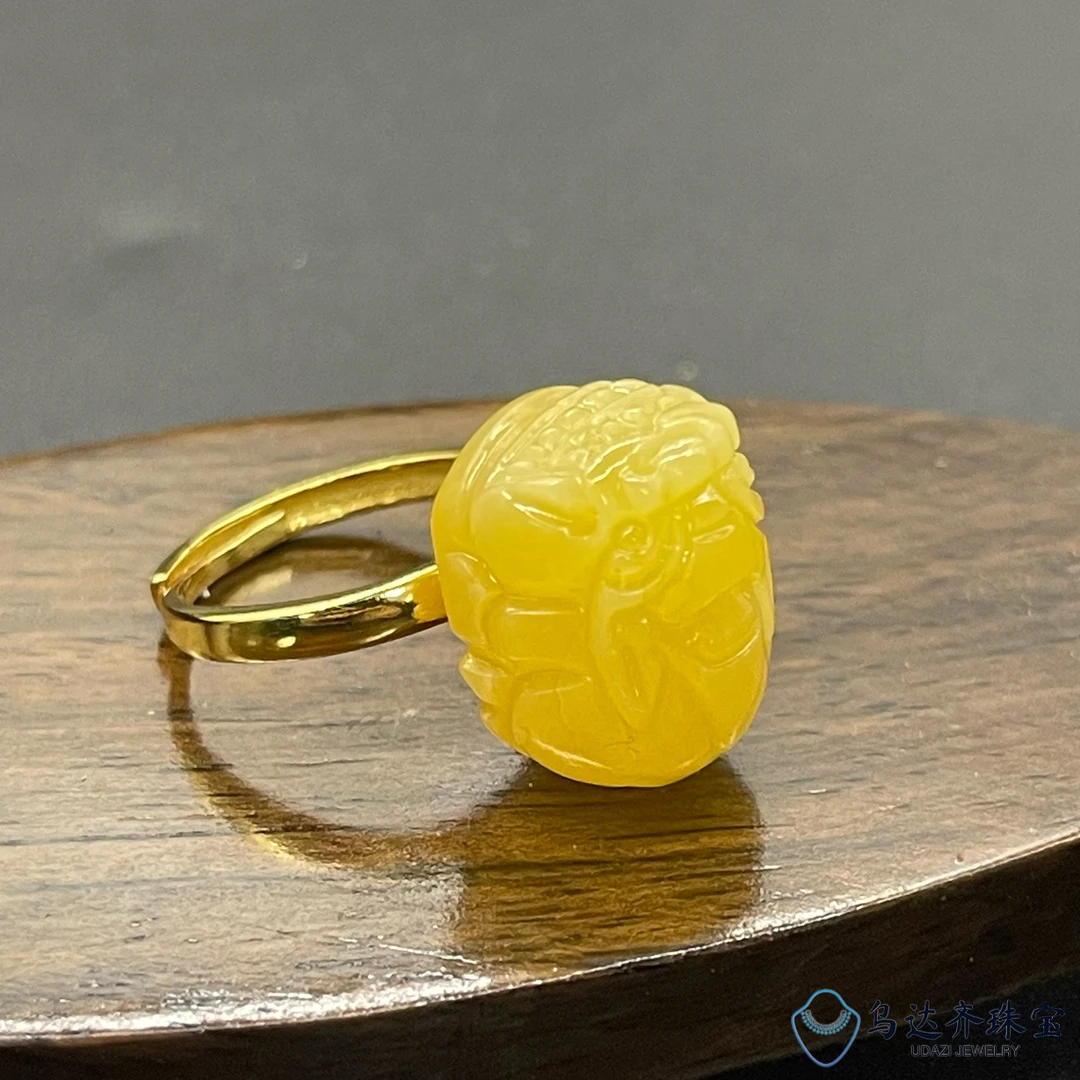 【乌达齐珠宝】17mm蜜蜡貔貅戒指 @多样性发其中一件