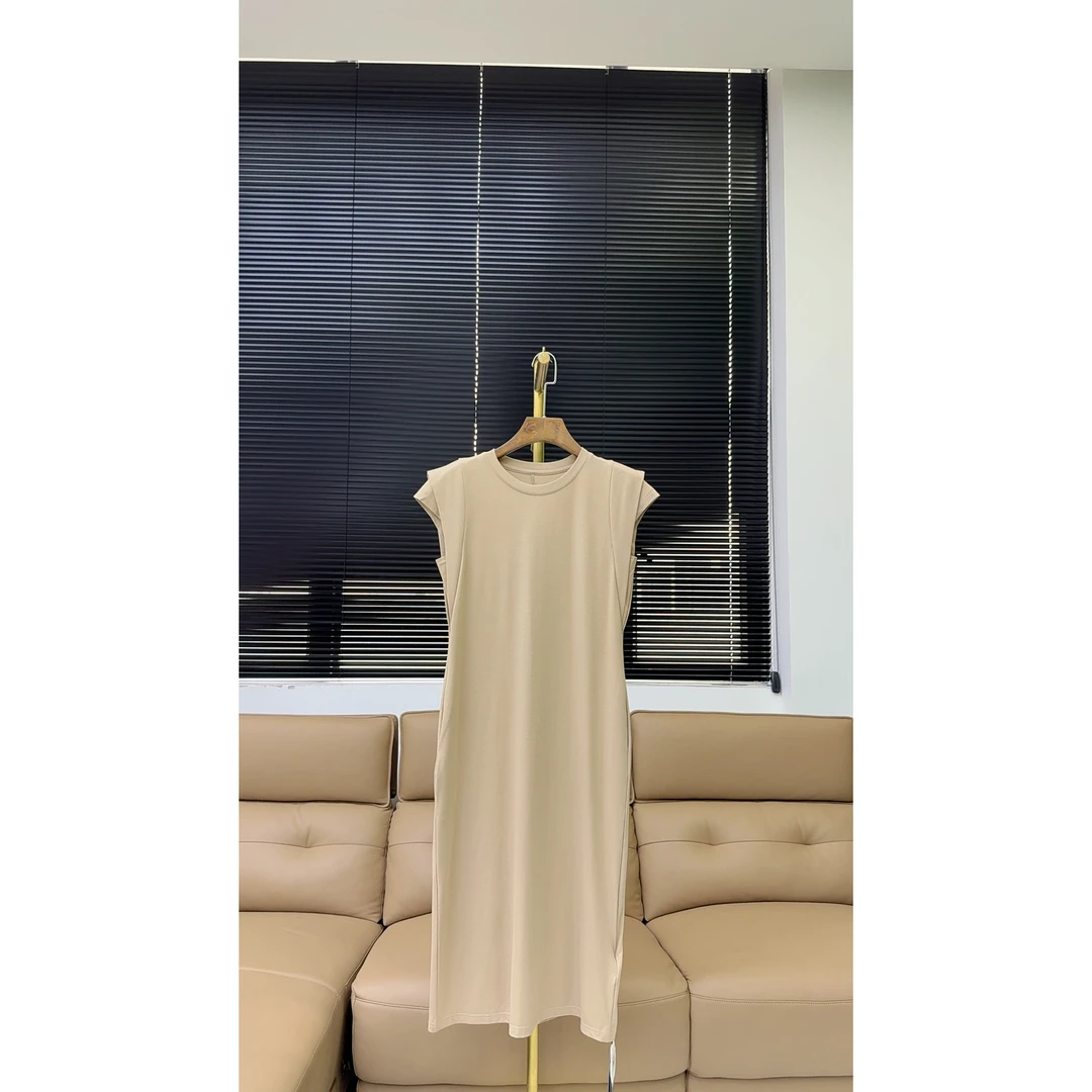 品牌原单高端轻奢夏琳娜连衣裙—卡其—2316