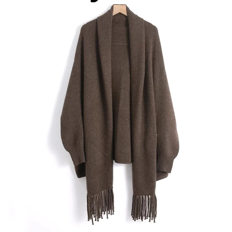 【Tina专属】 轻奢长款牦牛绒披肩气质保暖斗篷式25-2103