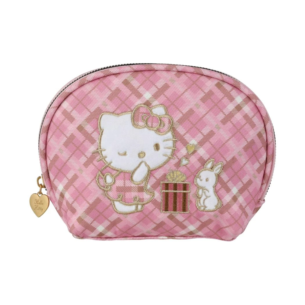 三丽鸥家族复古格纹系列贝壳化妆包（粉色）-Hello Kitty款