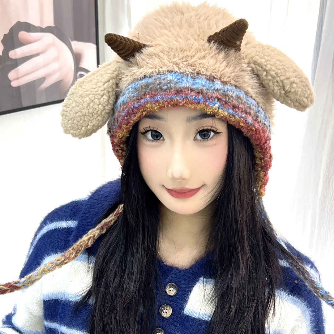 帽子女款2025款百搭冬季卡通元素秋冬帽子韩版包头帽